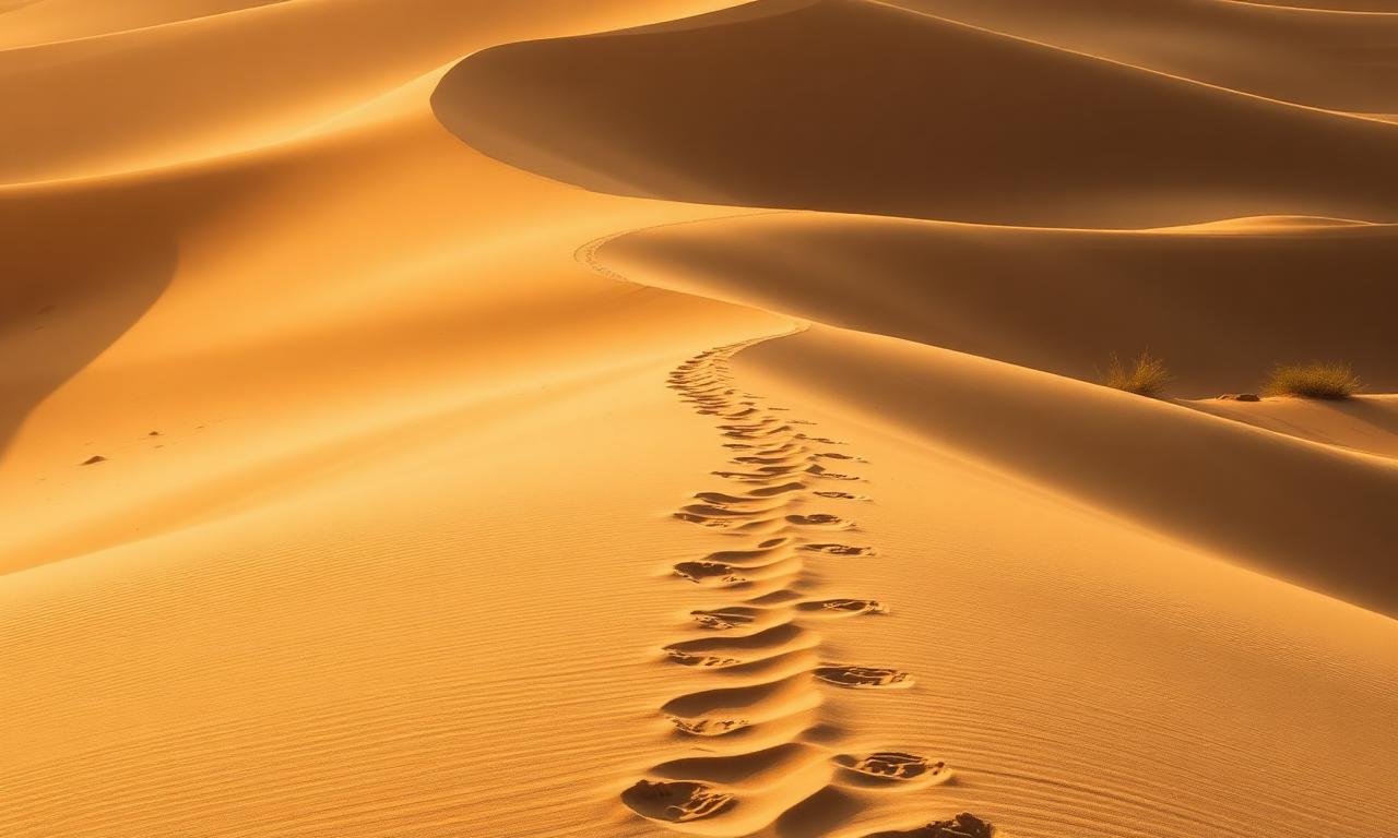 Impronte su un sentiero tra le dune del deserto